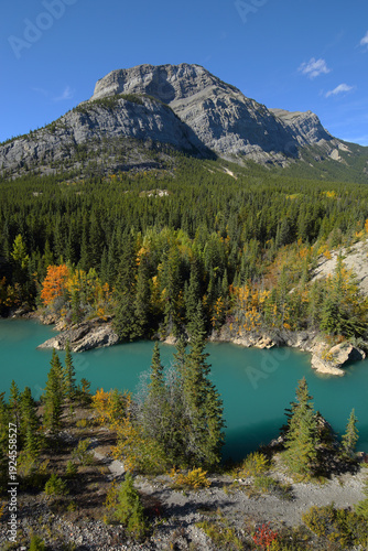 A serene autumn vista in Banff National Park in Alberta, Canada.