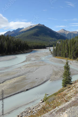 A serene autumn vista in Banff National Park in Alberta, Canada.