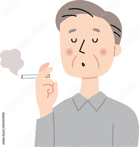 タバコを吸う高齢男性