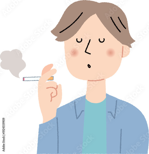 タバコを吸う若い男性