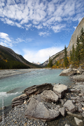 A serene autumn vista in Banff National Park in Alberta, Canada.