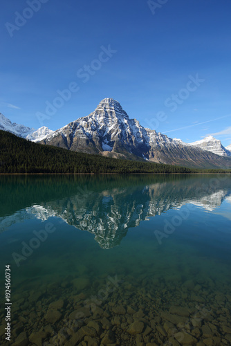 A serene autumn vista in Banff National Park in Alberta, Canada.