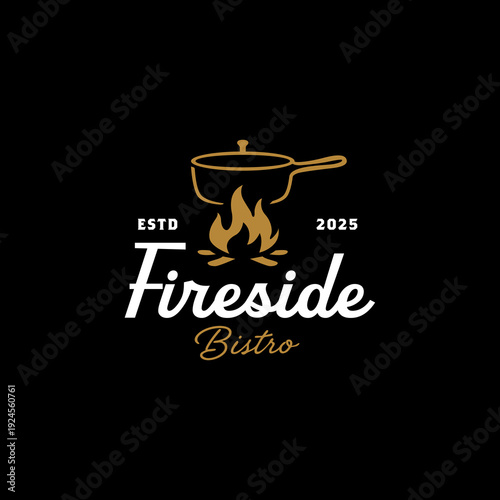 Flaming skillet at cozy bistro perfect for fireinspired branding. Ideal for restaurant menus, food blogs, or kitchen decor prints.