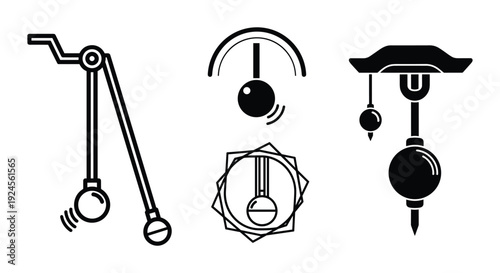 Plumb bob vector illustrations. Architectural tools. Precision instruments for construction and engineering projects