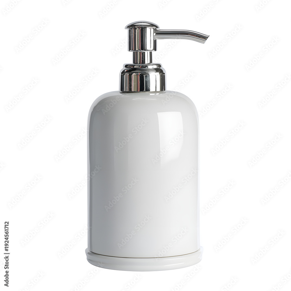 Obraz premium White ceramic soap dispenser bottle.