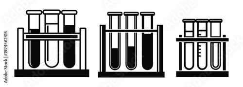 Science test tubes with liquid in racks vector illustration for science education and research