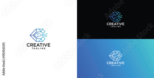 Technology logo vector. Initial letter C logo design