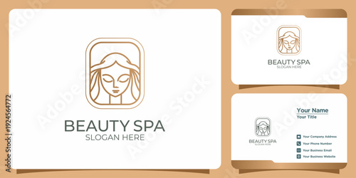 Elegant minimalist line art woman's face logo concept for beauty and wellness spa, reflecting serenity and natural grace in a modern design template for branding