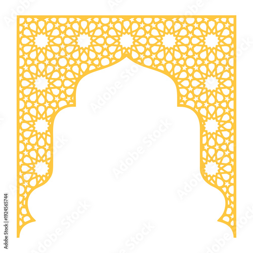 Islamic golden arch geometric frame