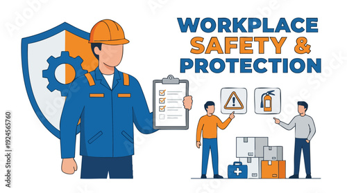 Workplace Safety and Protection Illustration.