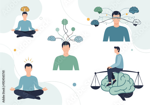 Mindfulness Meditation Brain Activity and Mental Health Concepts.