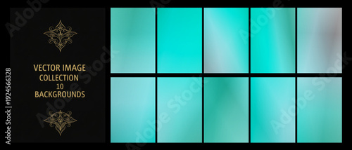 Collection of calm turquoise gradients with gentle transitions, ideal for clean web design, wellness brands, technology interfaces, and refreshing modern presentation themes.