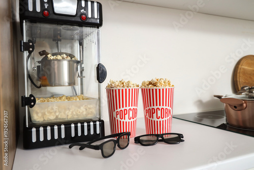Modern popcorn machine and ...