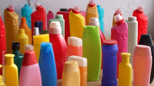 Canvas Print Plastic bottles and containers