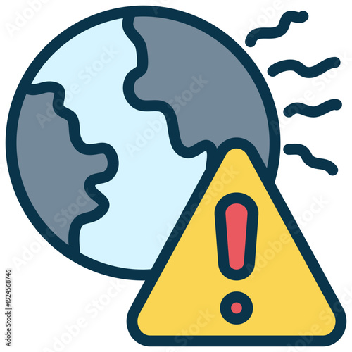 earth global warming environment alert warning exclamation filled outline icon