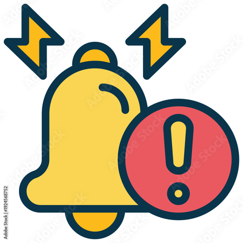 bell loud alert signal exclamation filled outline icon