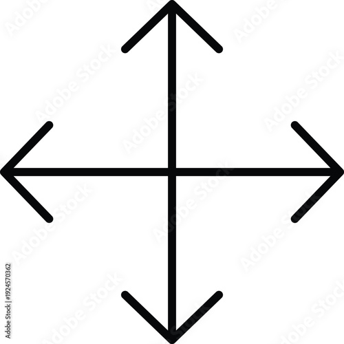 Art & Illustration, Four Direction Move Navigation Arrows Outline Vector Icon