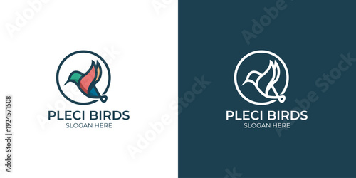 Minimalist Bird Logo Design with Leaf Branch and Elegant Typography for Branding and Identity Projects