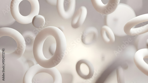 Floating 3D rings and circles background