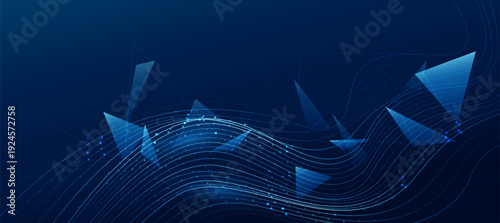 Futuristic digital glowing blue lines technology background with Innovation and connection network background for tech event poster or presentation product business