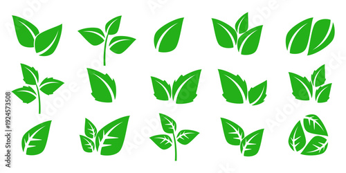 Leaf vector symbol, leaf illustration or leaf emoji in flat style. Spring leaf design, ecological nature theme.