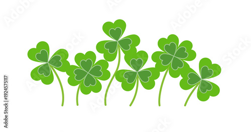 クローバーセット｜春の幸運モチーフベクター