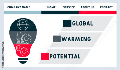 GWP - global warming potential acronym. business concept background. vector illustration concept with keywords and icons. lettering illustration with icons for web banner, flyer, landing