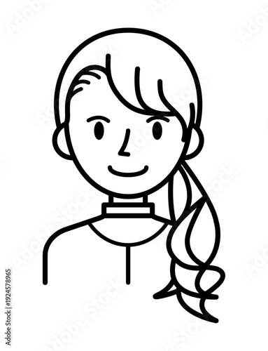 ベクターイラスト素材：笑顔の若い女性アイコン