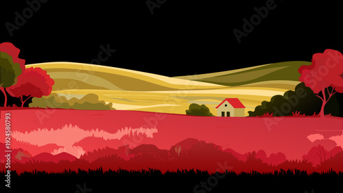 Muted watercolor-style vector landscape with cozy tones. Perfect for home decor prints, branding backgrounds, and warm minimalist aesthetics.