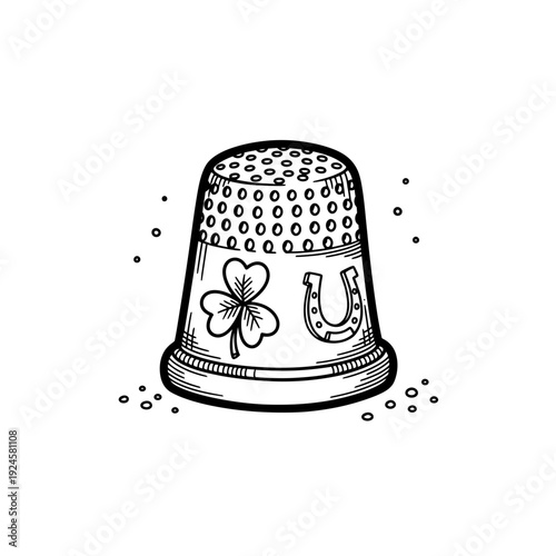 Thimble with Four Leaf Clover.