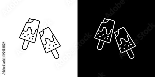 Delightful frozen dessert bars with sweet sprinkles and chocolate coating, presented as a charming outline icon for summer treats and menus