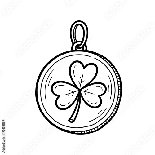 Four Leaf Clover Pendant Illustration.