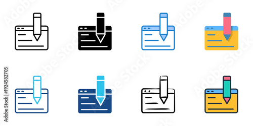 Blog icons set multiple style collection. Editable stroke 
