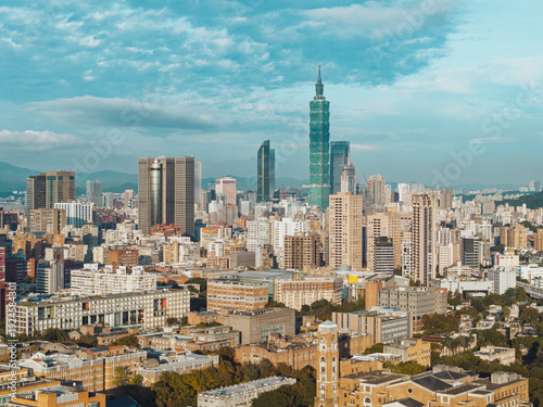 Wallpaper Mural Taipei Finacial District, capital city of Taiwan, with view of Taipei 101 Tower standing amid skyscrapers Torontodigital.ca