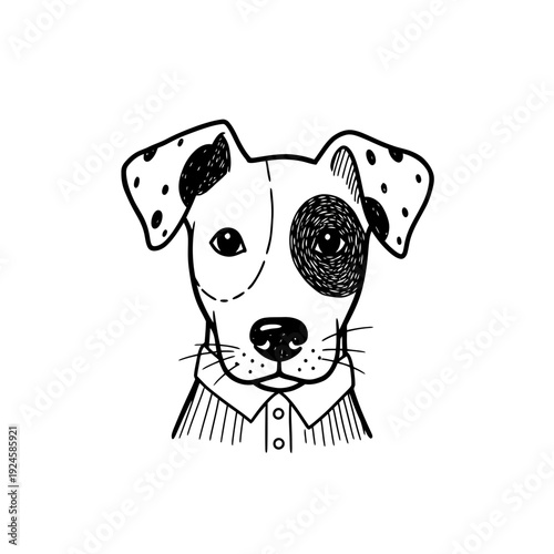 Dog Wearing Collar and Shirt Illustration.