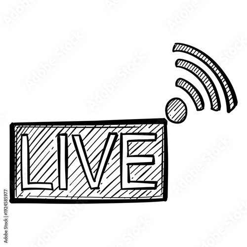 live streaming broadcast vector line art hand drawn illustration
