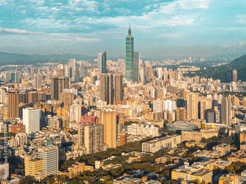 Wallpaper Mural Taipei Finacial District, capital city of Taiwan, with view of Taipei 101 Tower standing amid skyscrapers Torontodigital.ca