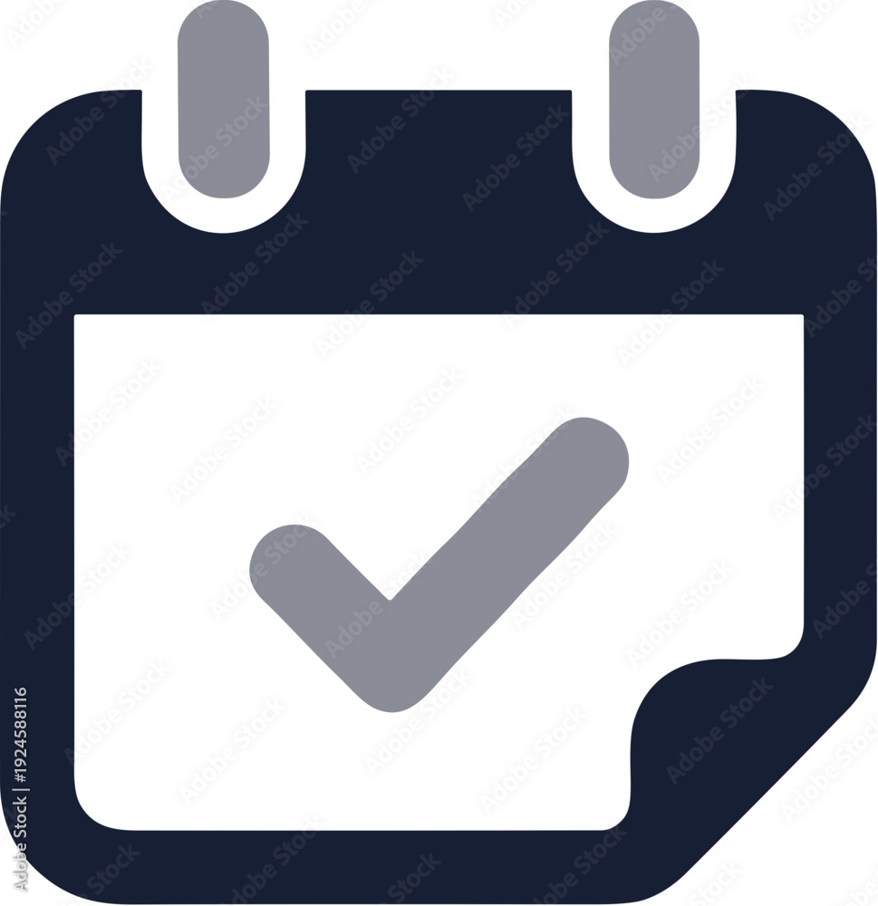 Fototapeta premium Modern Flat Calendar Checkmark Confirmation Appointment Schedule Date Time Icon