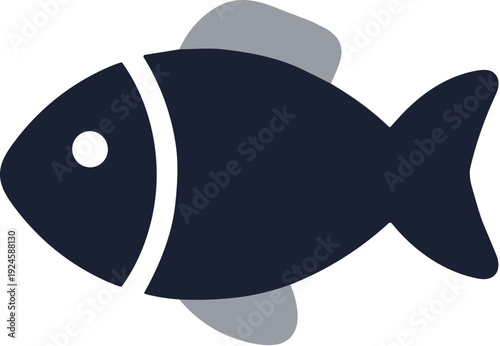 Simple Flat Design Swimming Fish Silhouette Graphic Element Illustration