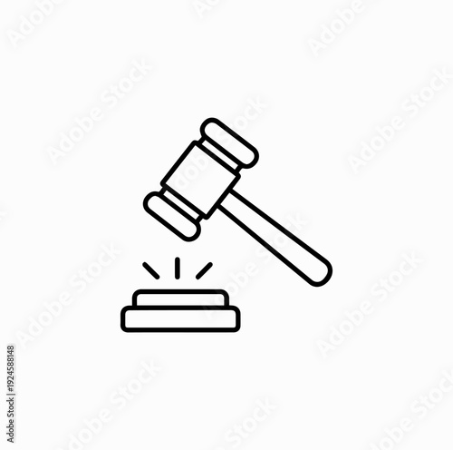 Judge Gavel Line Art Icon Vector Illustration