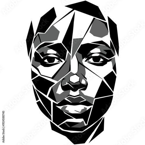 Stunning black and white geometric portrait of a woman