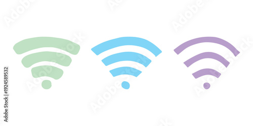 Set of hand drawn free wifi spot zone sign Public wi-fi area sign Wireless internet clipart in doodle style Single element for print, web, design, decor 3G, 4G, 5G, 6G, IoT