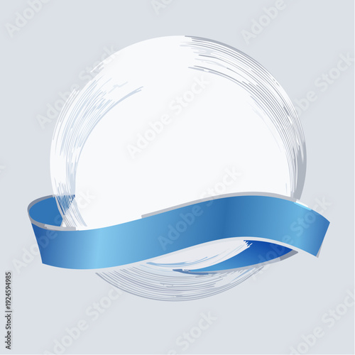 スモーキーブルーのリボンと流線形な円形フレーム
