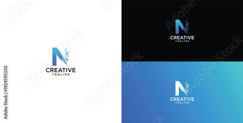 Technology logo vector. N initial logo design