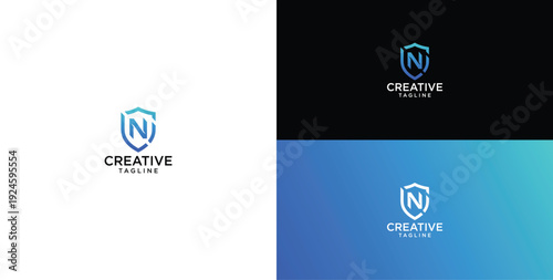 Technology logo vector. N initial logo design