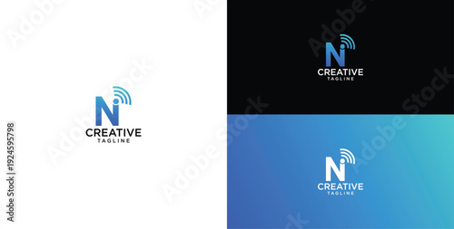 Technology logo vector. N initial logo design