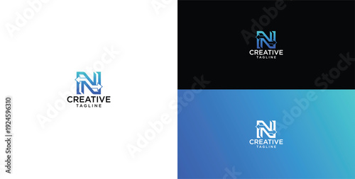 Technology logo vector. N initial logo design