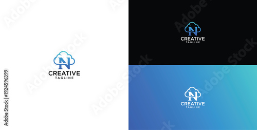 Technology logo vector. N initial logo design