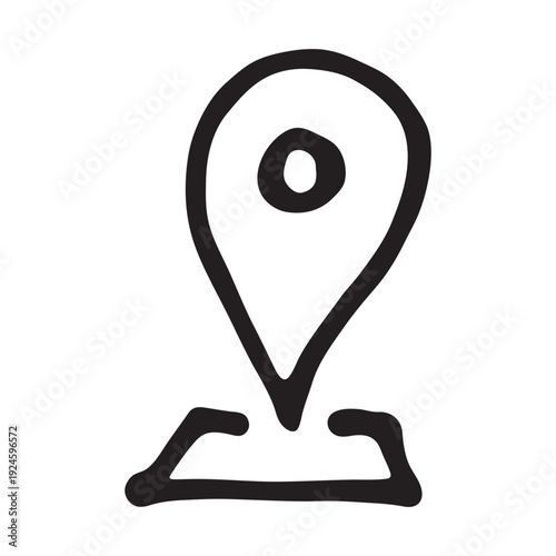Hand drawn map pin Map marker pointer sign GPS and mapping tools Location pin symbol Pinpoint clipart in doodle style Single element for web, design