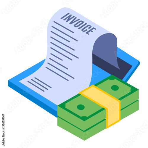 Invoice Document with Cash Payment Illustration